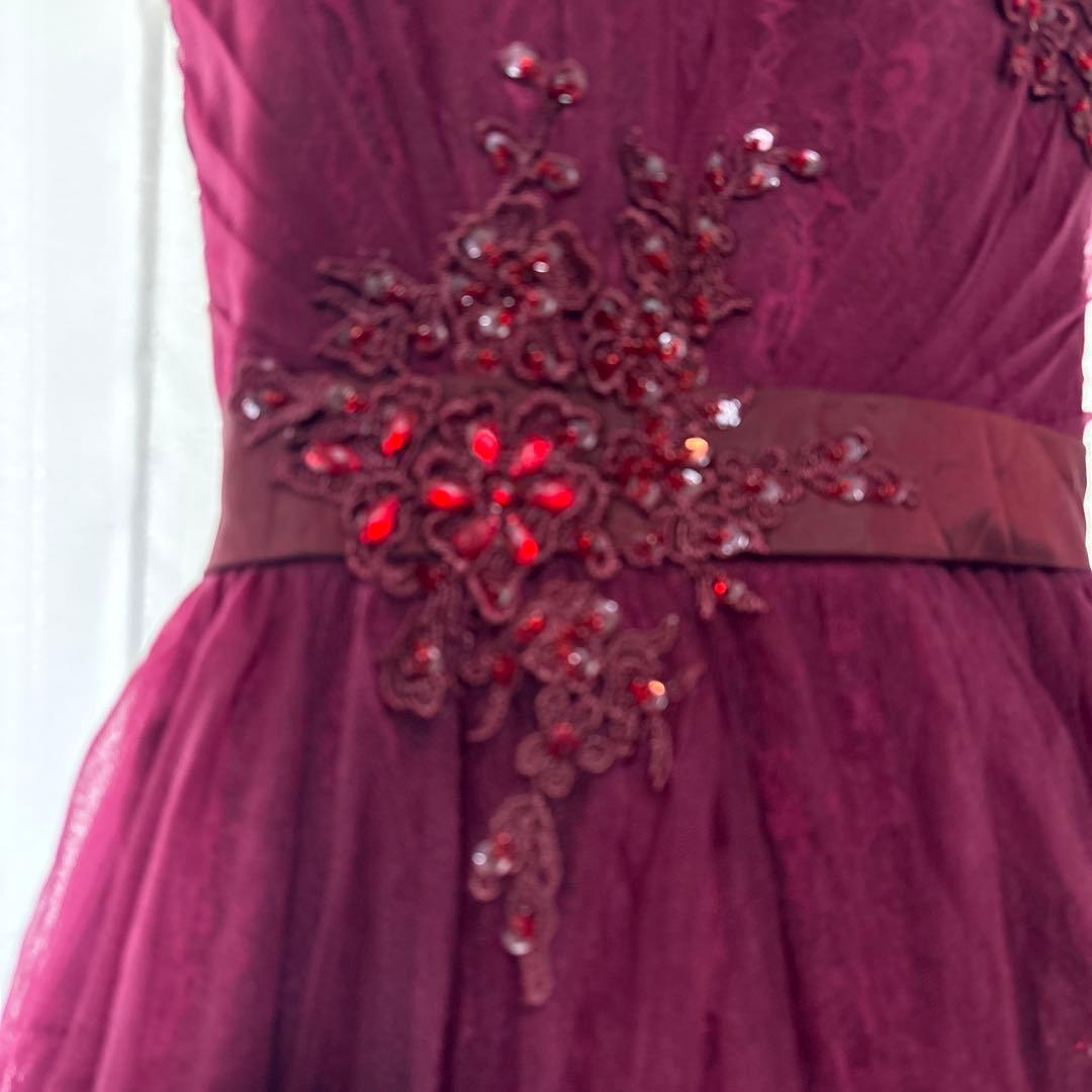 TWEED バーガンディ刺繍フォーマルドレス 160