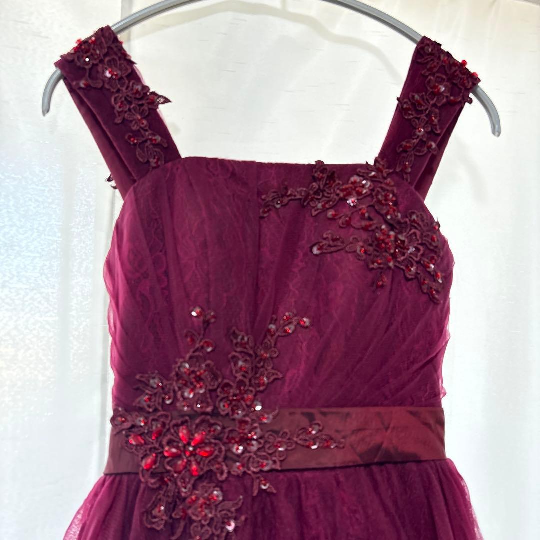 TWEED バーガンディ刺繍フォーマルドレス 160