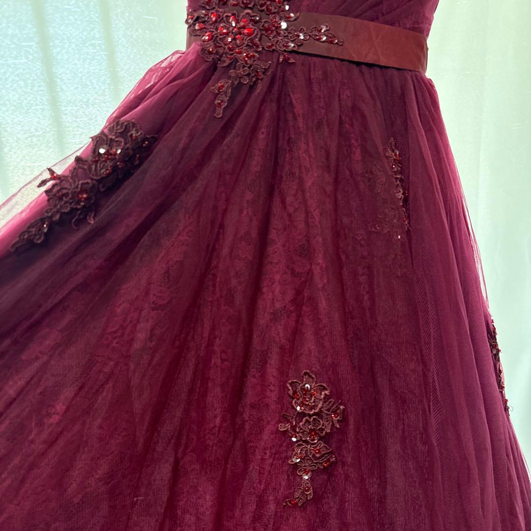 TWEED バーガンディ刺繍フォーマルドレス 160