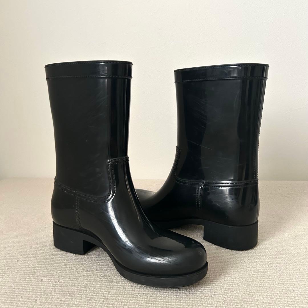 PRADA プラダ トライアングルロゴ レインブーツ ブラック 23cm