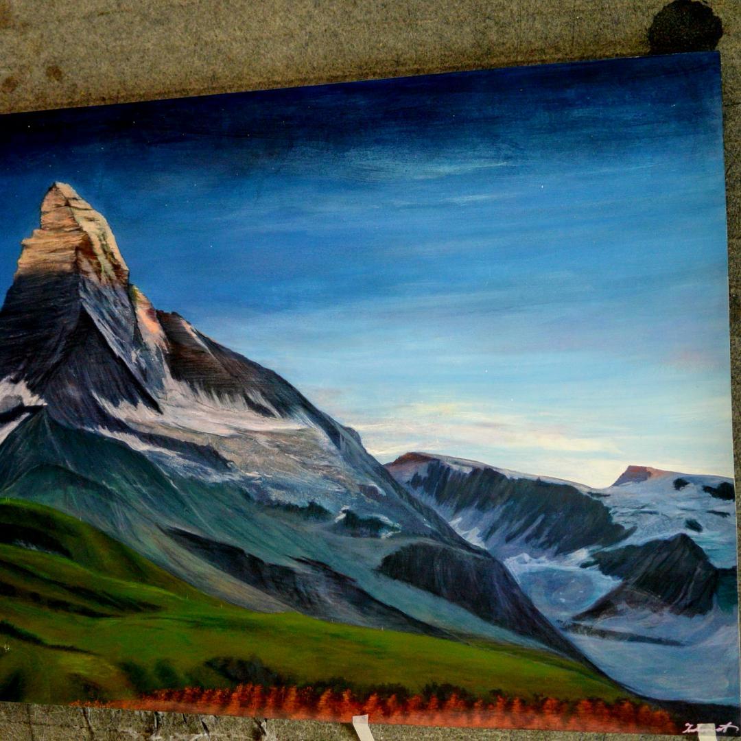 アクリル画　スイス マッターホルン 60cm x 84cm（A1）