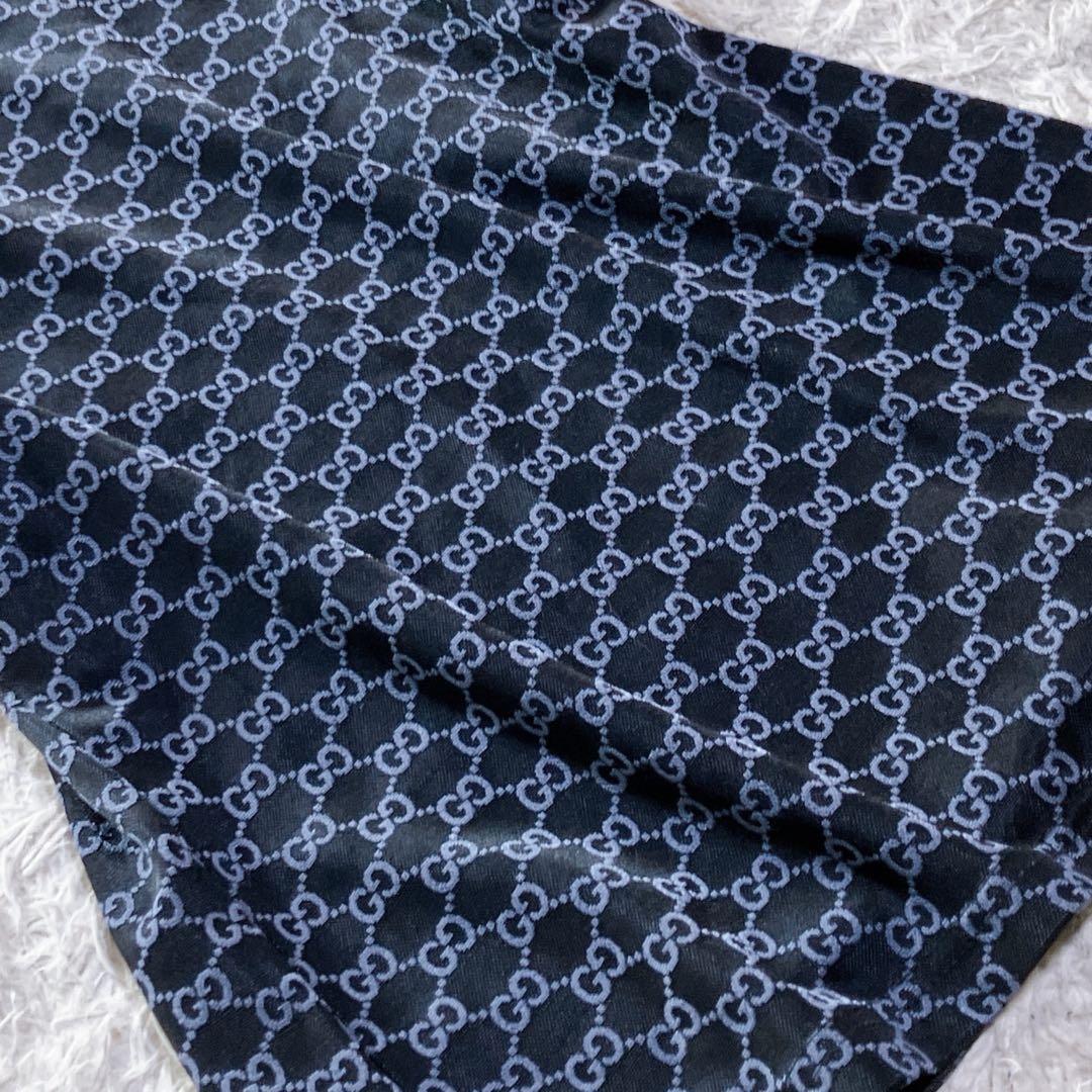 グッチ イタリア製 良品 GG柄 総柄 クルーネック カットソー ブラック
