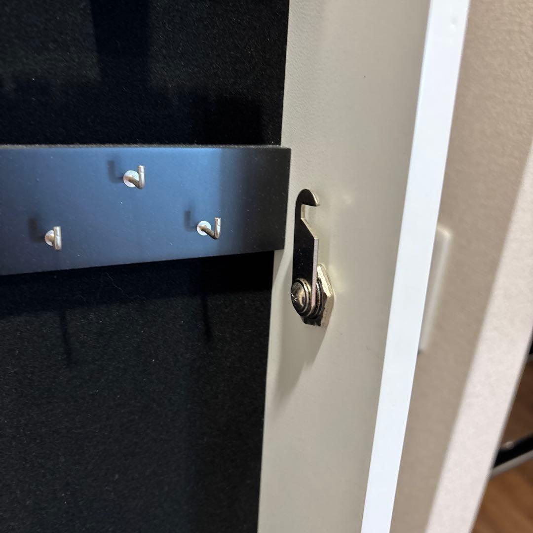 ぽんず　ホワイト スタンドミラー 収納付き　アクセサリーケース　姿見