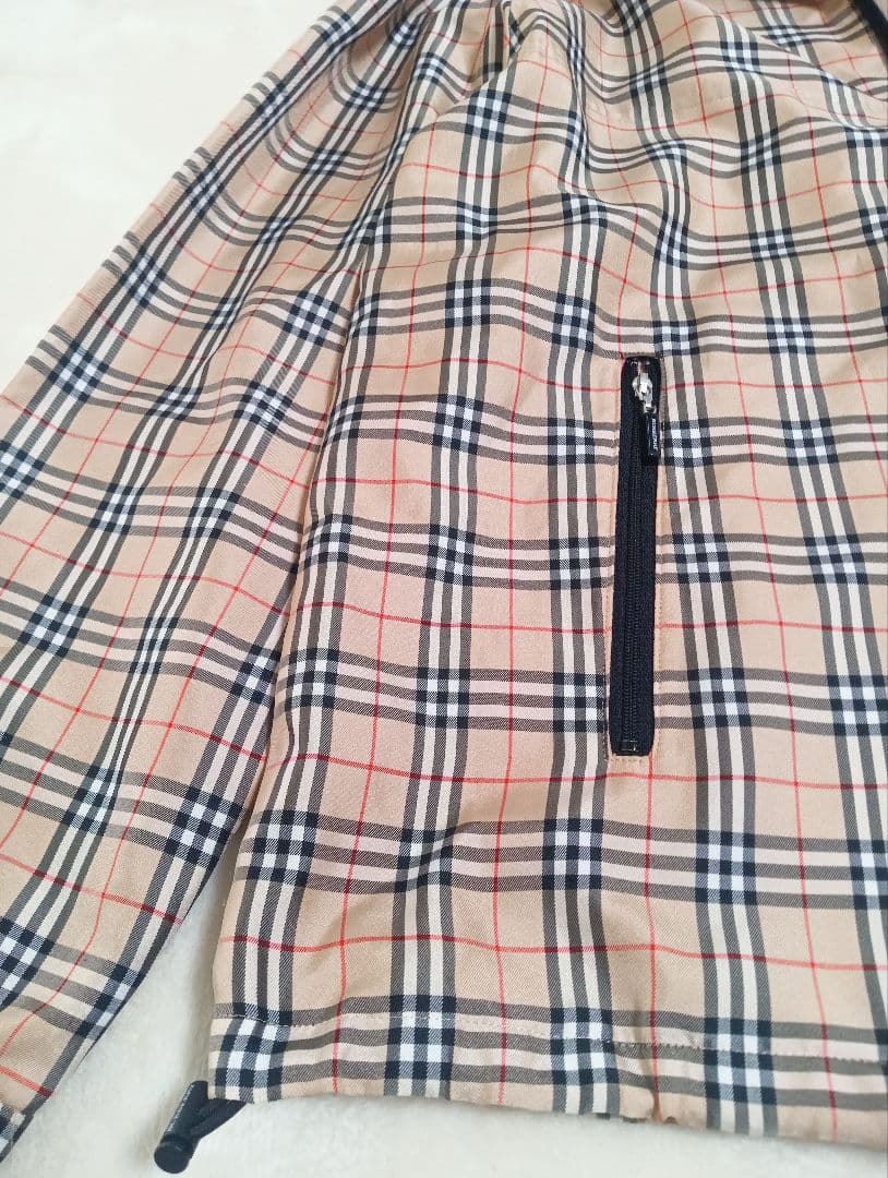 美品　BURBERRY　ハーフジップアップ　ジャケット　ノバチェック　Lサイズ