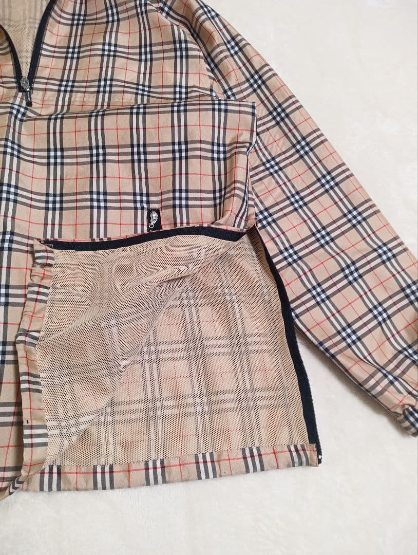 美品　BURBERRY　ハーフジップアップ　ジャケット　ノバチェック　Lサイズ