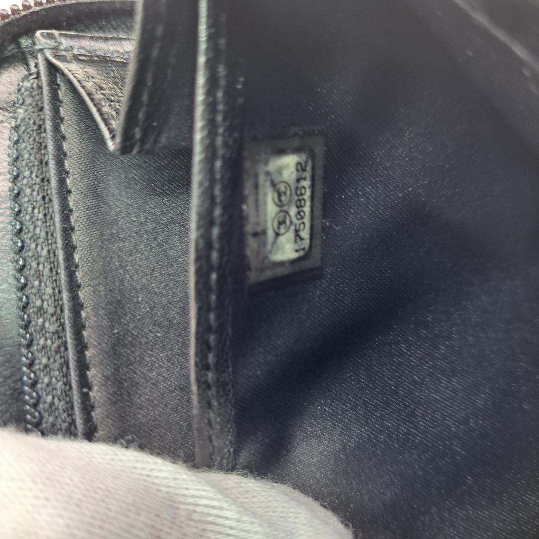 CHANEL　カメリア　ラウンドジップ　ブラック 長財布　ラムスキン