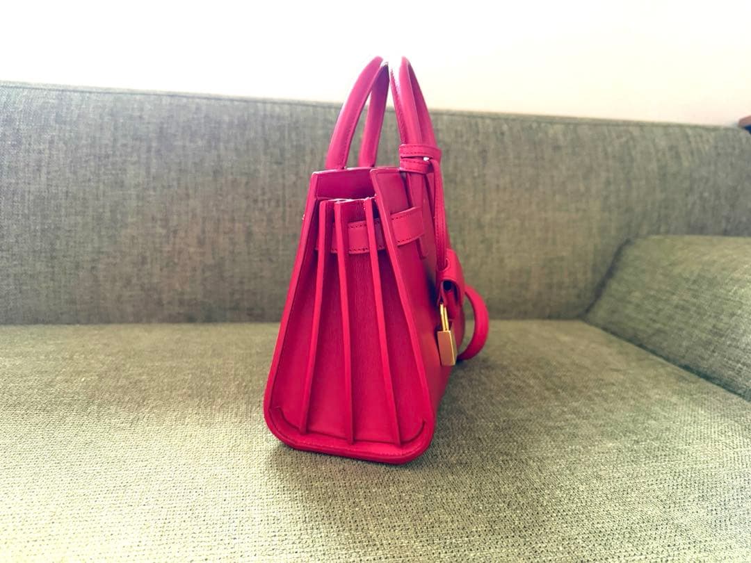 SAINT LAURENT 赤 レザー ハンドバッグ