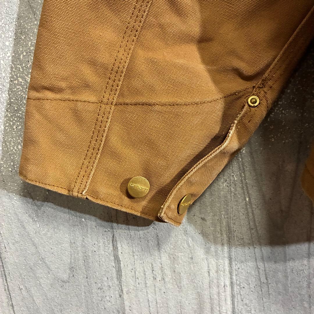 【星タグ90s】カーハート　ワンポイントロゴ　裏地なし　ダックカバーオール　44