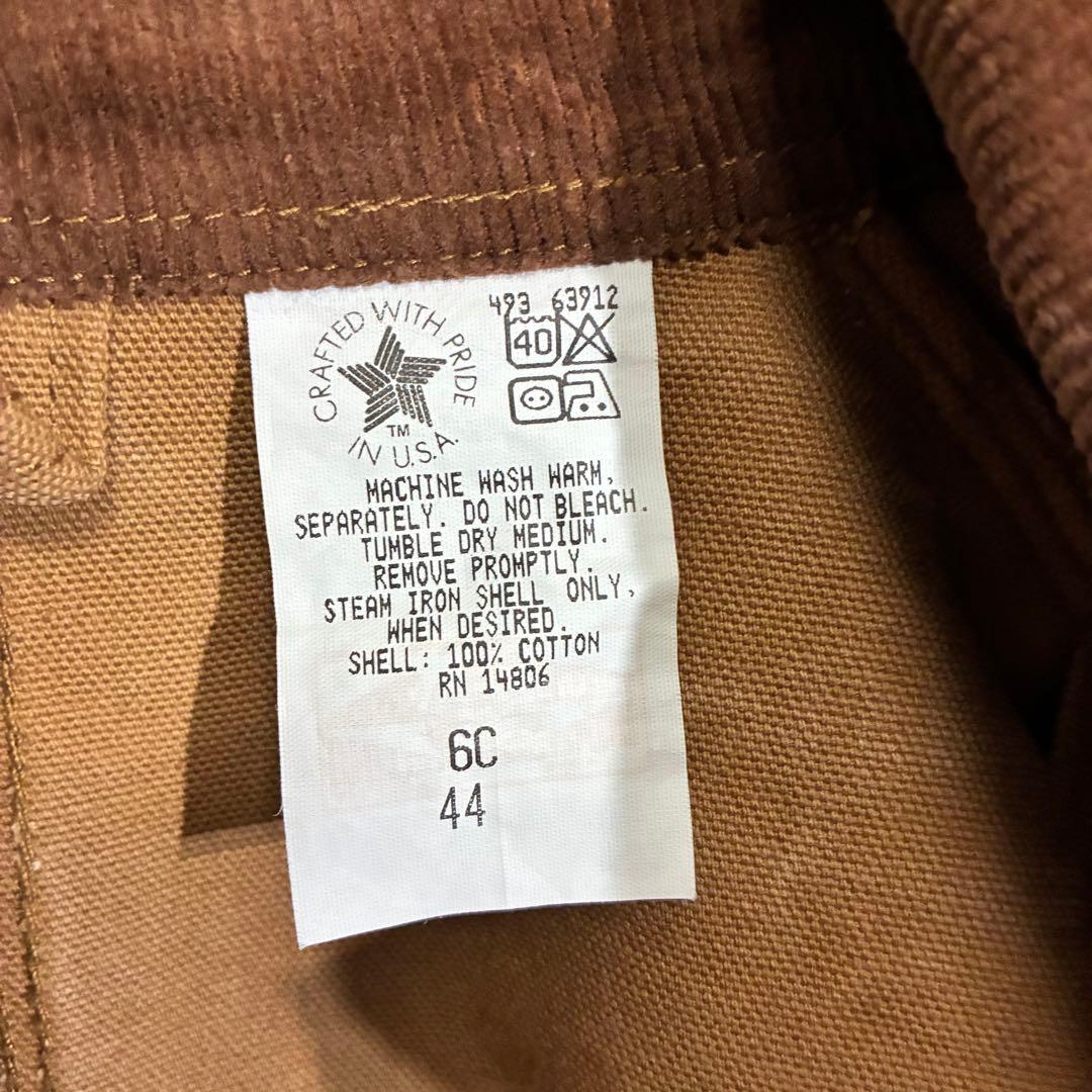 【星タグ90s】カーハート　ワンポイントロゴ　裏地なし　ダックカバーオール　44