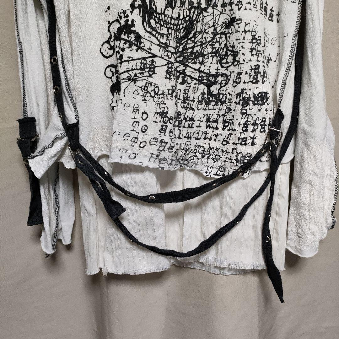 普*9様 h.NAOTO 白 ANARCHY 拘束 紐 スカル 長袖 トップスカ