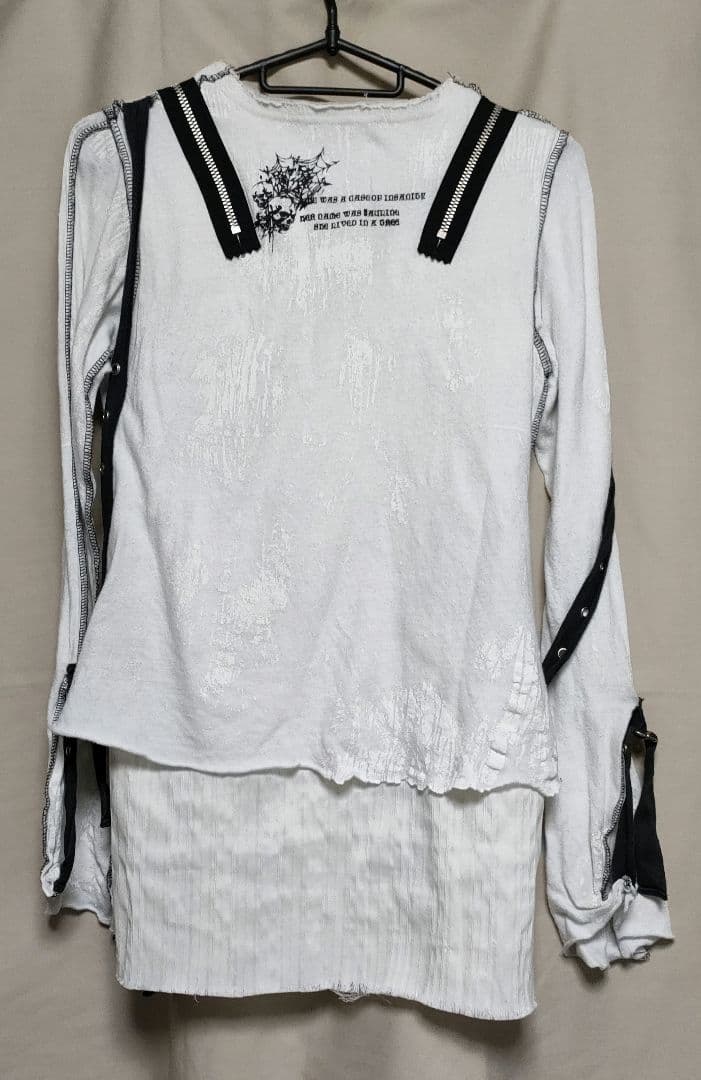 普*9様 h.NAOTO 白 ANARCHY 拘束 紐 スカル 長袖 トップスカ