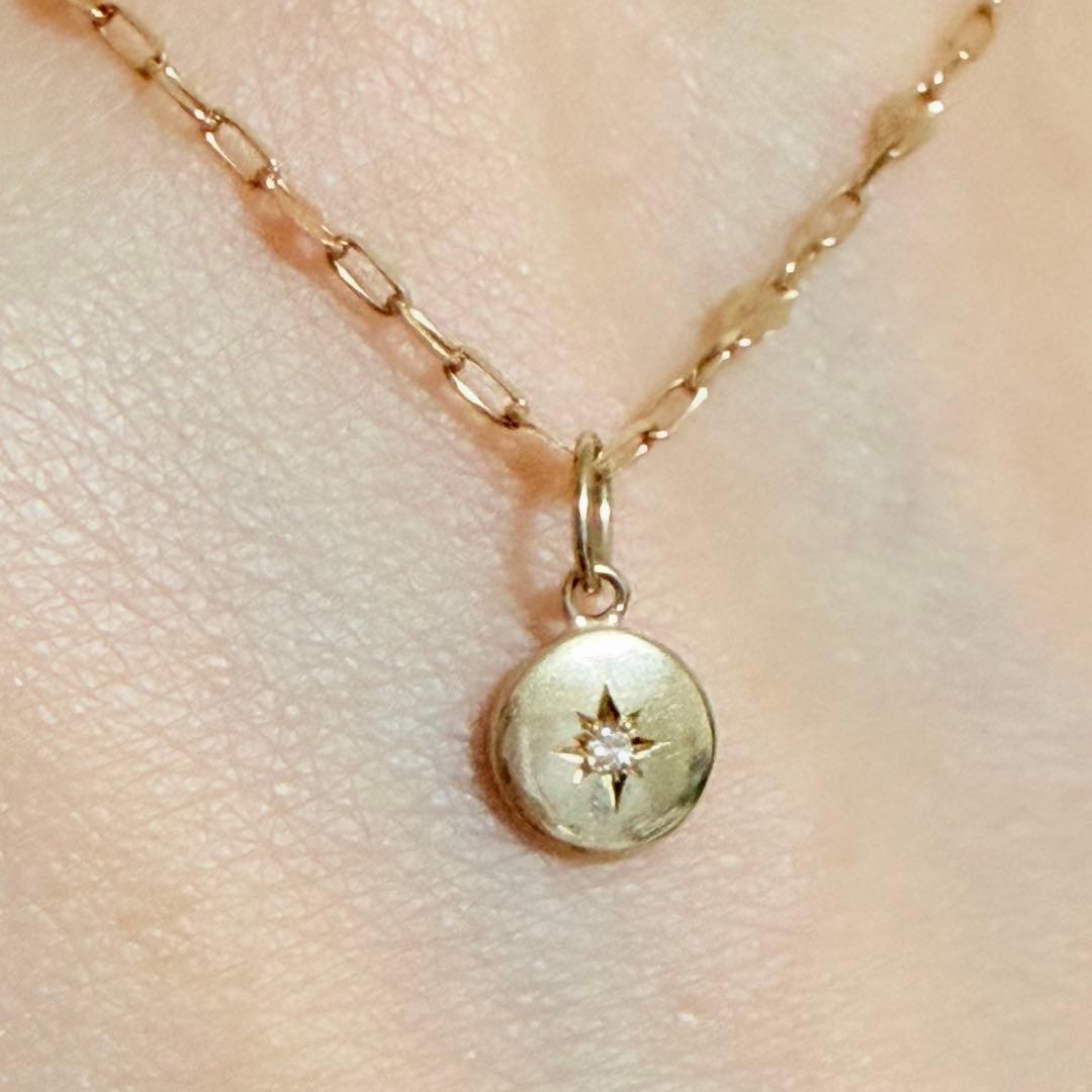 K10 10金　YG ダイヤモンド　　ネックレス　チャーム　ペンダント