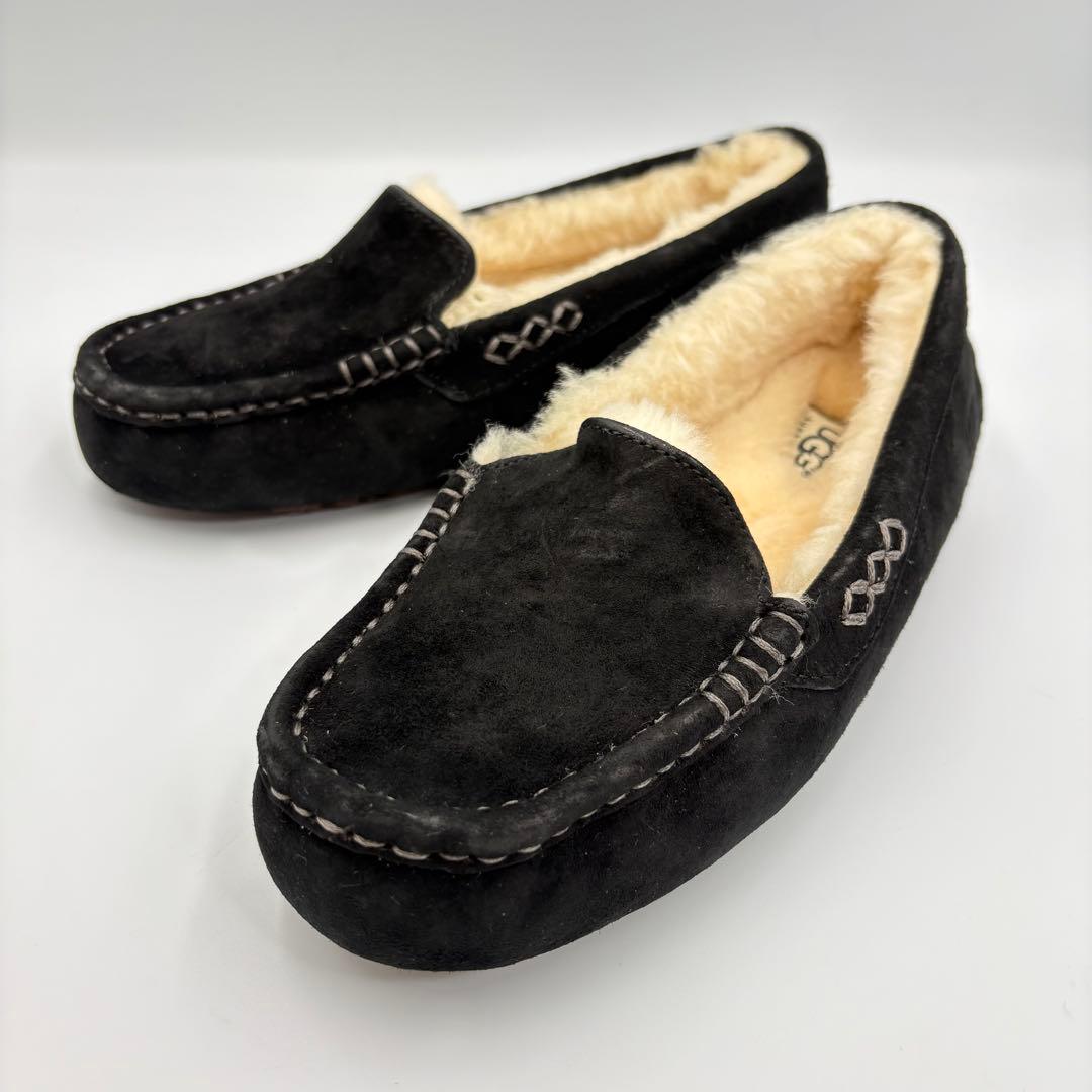 未使用✨UGG アグ ブラック　モカシン ムートンフラットシューズ アンスレー