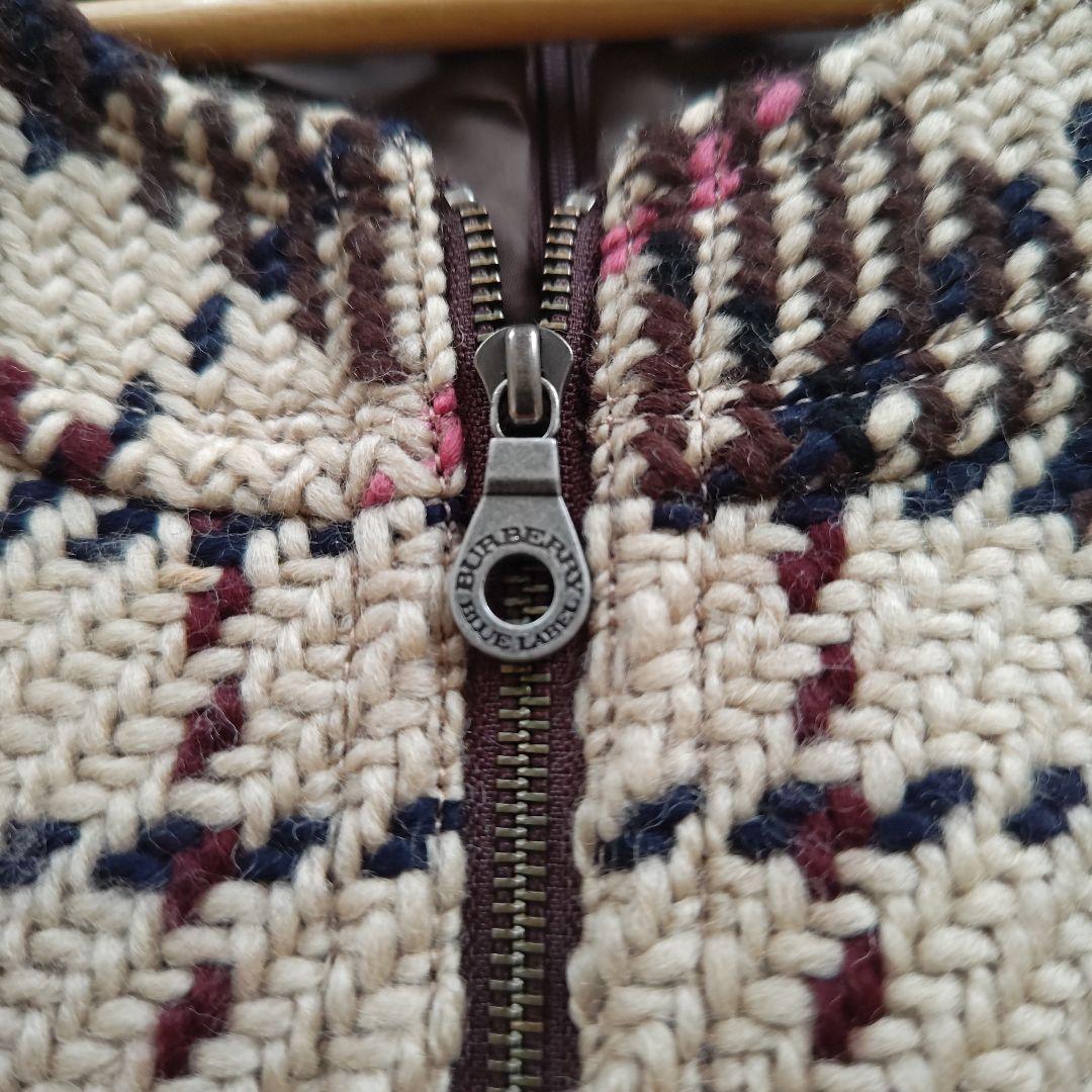 いちご様　バーバリーブルーレーベル　半袖ウールワンピース　チェック　ブラウン　M