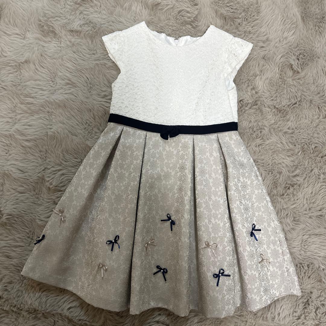 プティマイン ジャケット付き刺繍レースワンピース