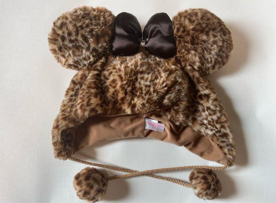 ディズニー　ファンキャップ　ヒョウ柄　レオパード　Y2K ブラウン