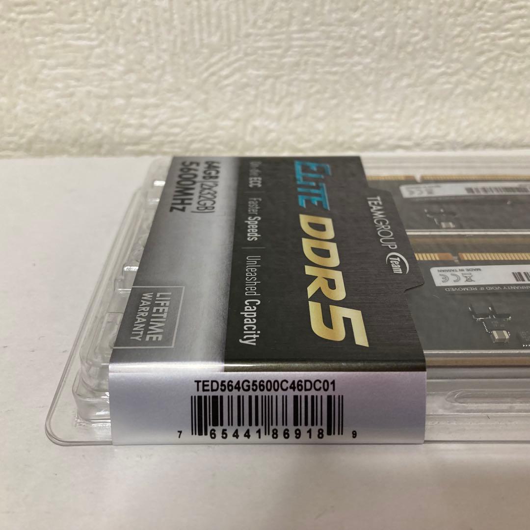 DDR5 メモリ 32GB×2枚 計64GBデスクトップ用メモリ TEAM