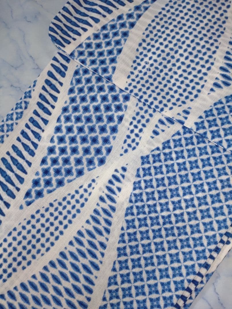 ♦新品未使用　ノーアイロン　人気浴衣　ポリエステル　洗える浴衣　夏着物　ブルー