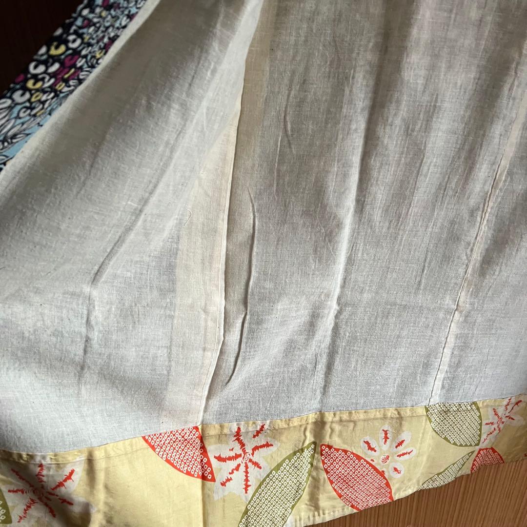 5905◆アンティーク長襦袢水色アールヌーボー薔薇と蝶々おしゃれ洋風modern