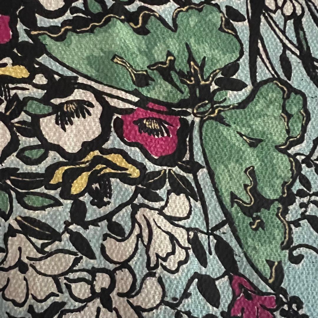 5905◆アンティーク長襦袢水色アールヌーボー薔薇と蝶々おしゃれ洋風modern