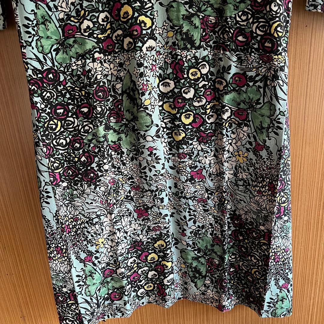 5905◆アンティーク長襦袢水色アールヌーボー薔薇と蝶々おしゃれ洋風modern