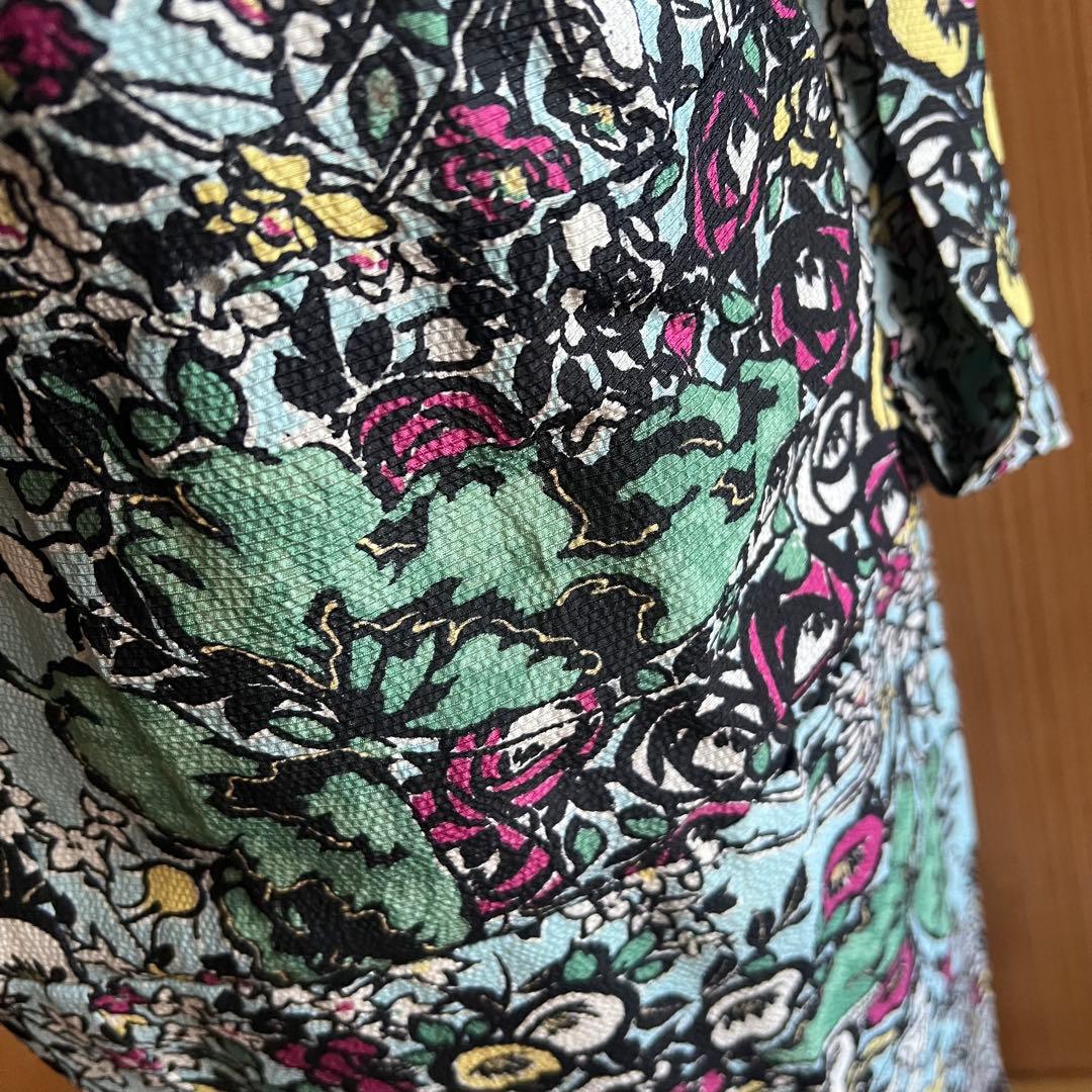 5905◆アンティーク長襦袢水色アールヌーボー薔薇と蝶々おしゃれ洋風modern