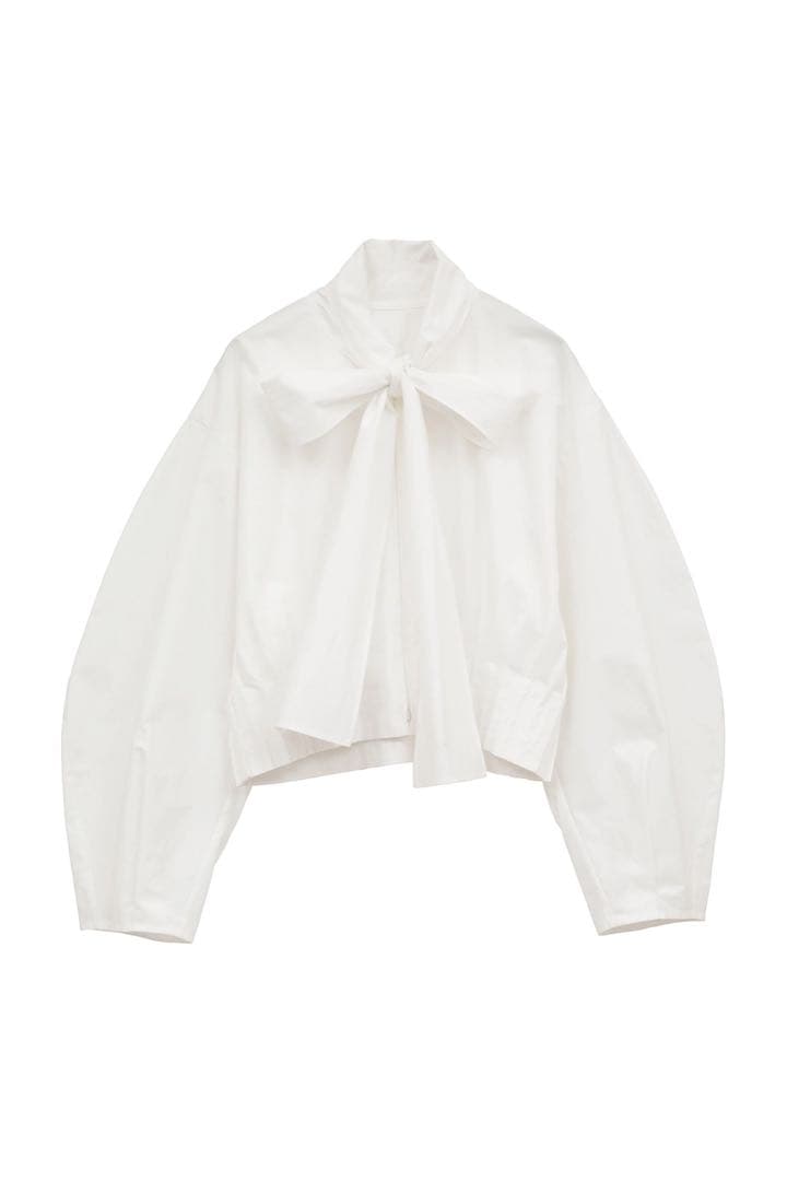 CLANE RIBBON ZIP SHIRTS WHITE トップス ブラウス