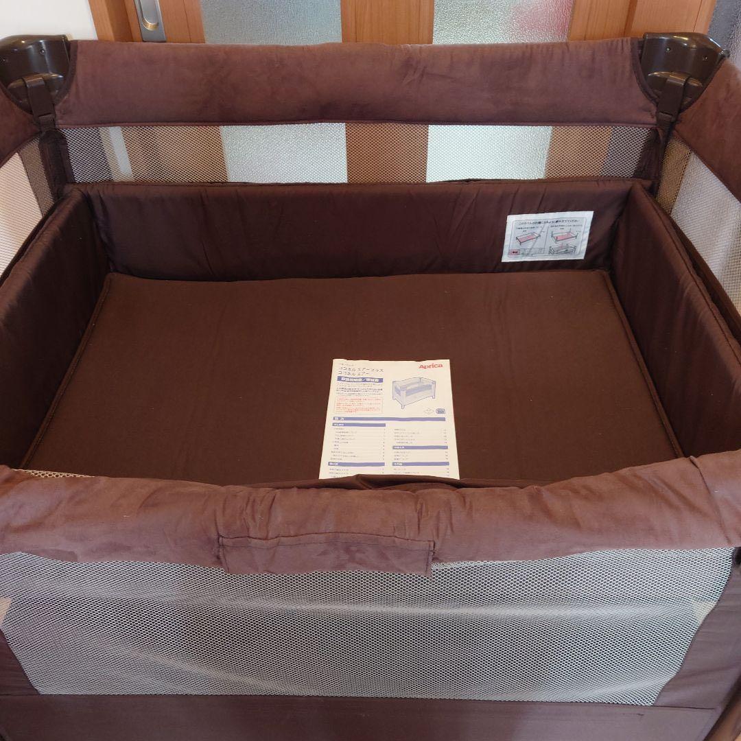★美品 Aprica ココネルエアープラス ベビーベッド ブラウン 洗えるマット