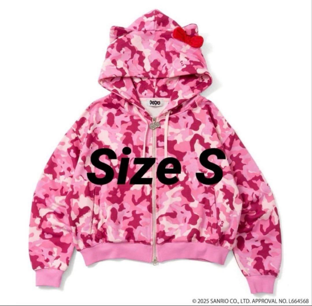 HELLO KITTY 9090girl パーカー Pink camo S