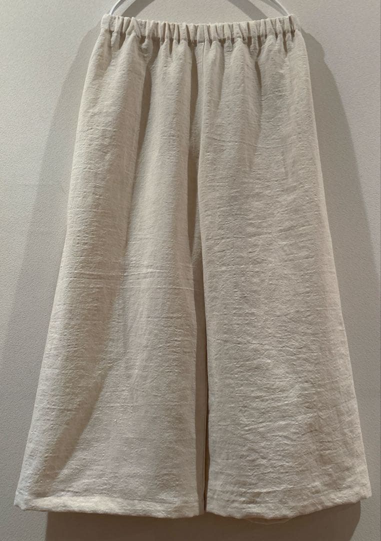 リカズ様 シンプルパンツ　L リンレイヌ　リネンウール　ヴァニラ