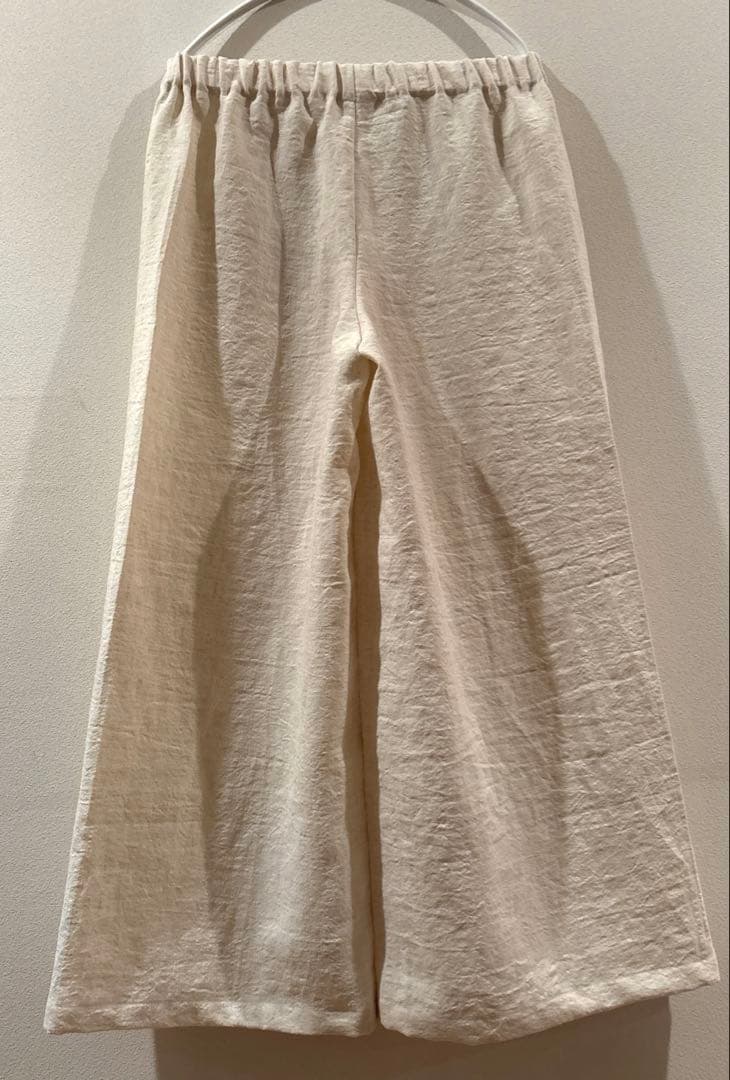 リカズ様 シンプルパンツ　L リンレイヌ　リネンウール　ヴァニラ