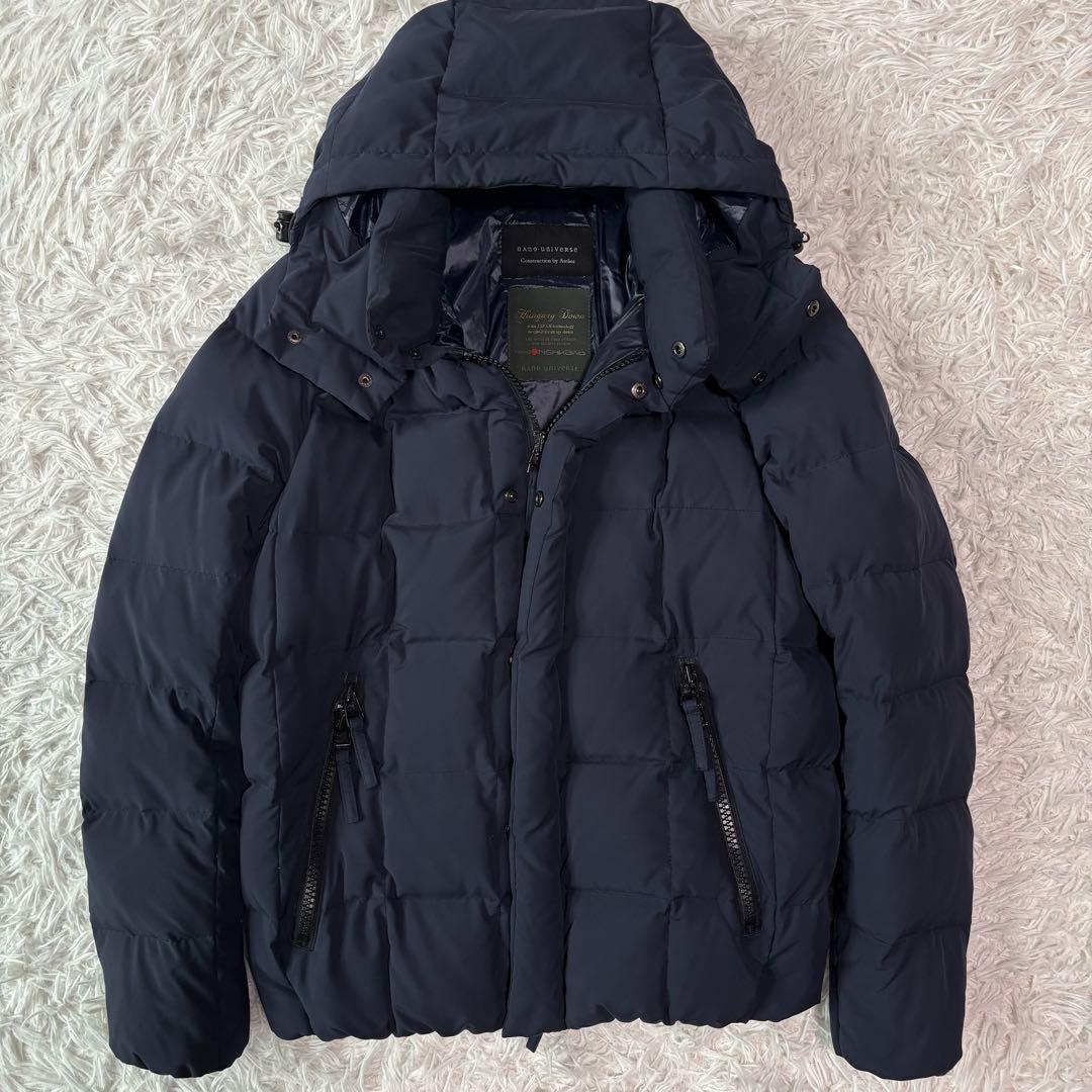 美品✨ナノユニバース 西川ダウン カグラジャケット 2way ダブルジップ 濃紺
