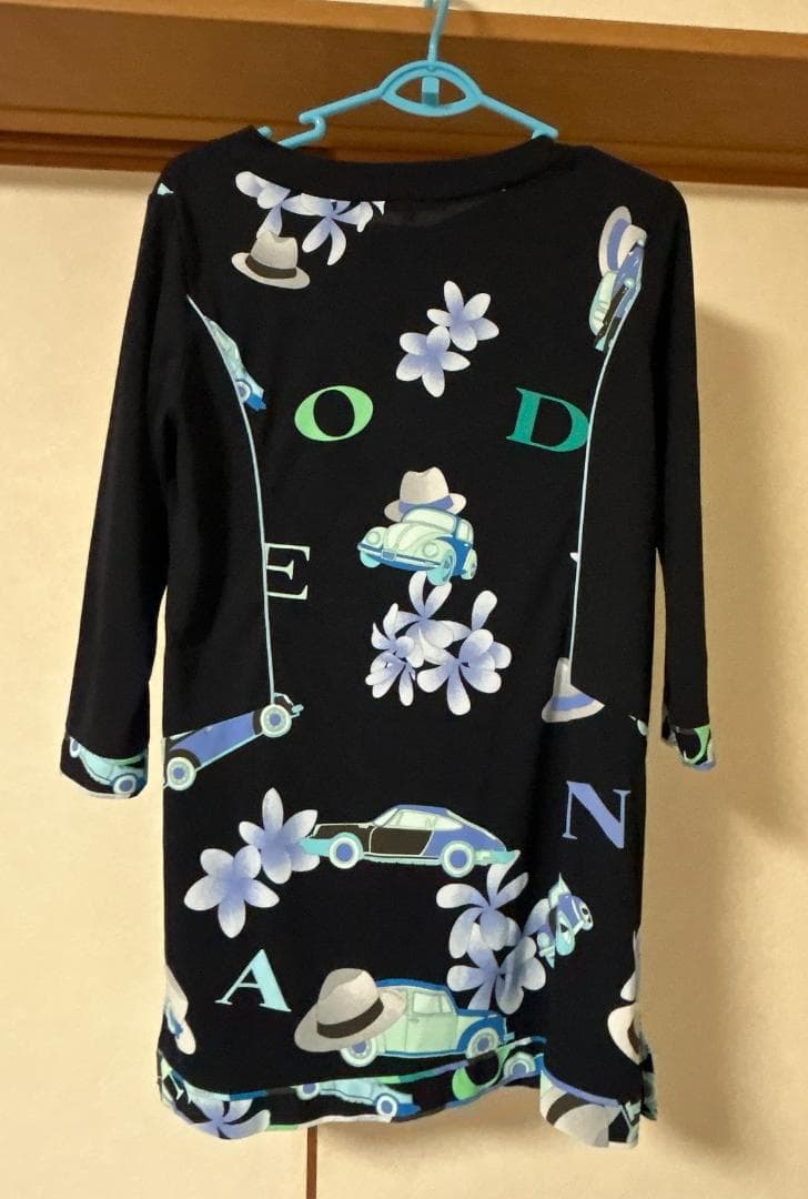 ⭐︎LEONARD⭐︎花と車のプリント 五分袖チュニック　40（M〜L）