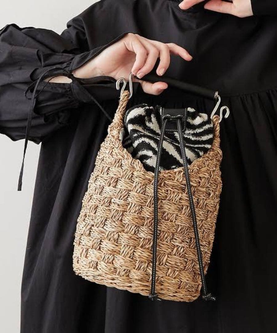 【未使用品】A VACATION BUCKET ZEBRAかごバッグ サファリ