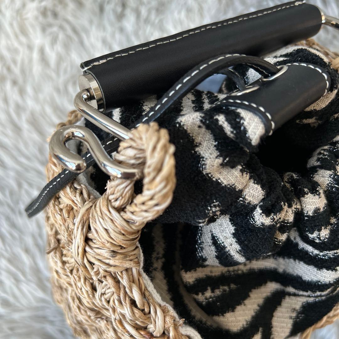 【未使用品】A VACATION BUCKET ZEBRAかごバッグ サファリ