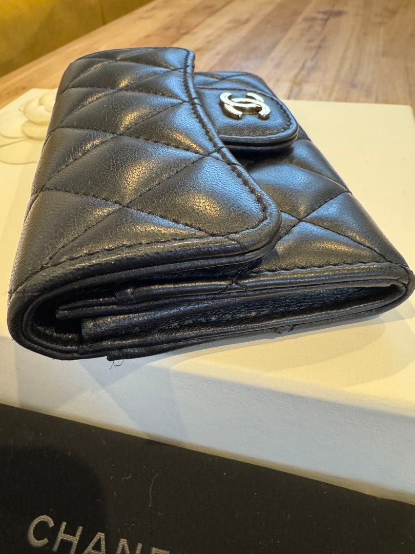 【美品】CHANEL シャネル 名刺入れ マトラッセ ブラック ラムスキン