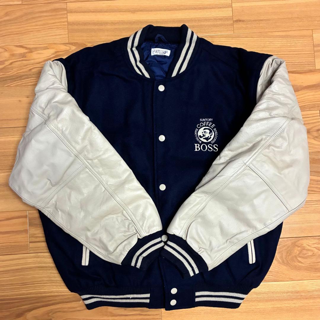 新品♡SUNTORY BOSS♡ボスジャン スタジャン 袖レザー 牛革 本革