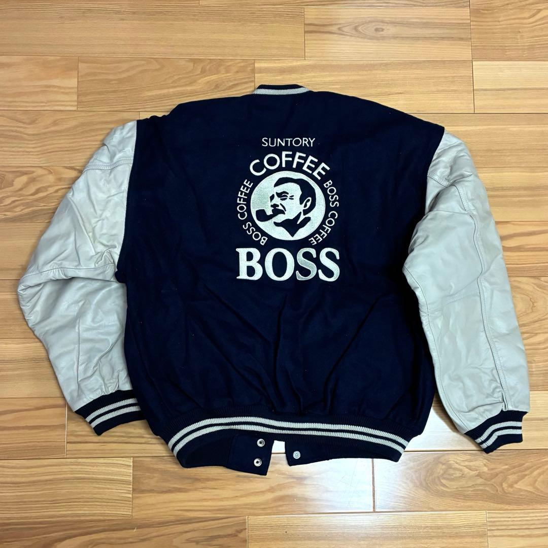 新品♡SUNTORY BOSS♡ボスジャン スタジャン 袖レザー 牛革 本革