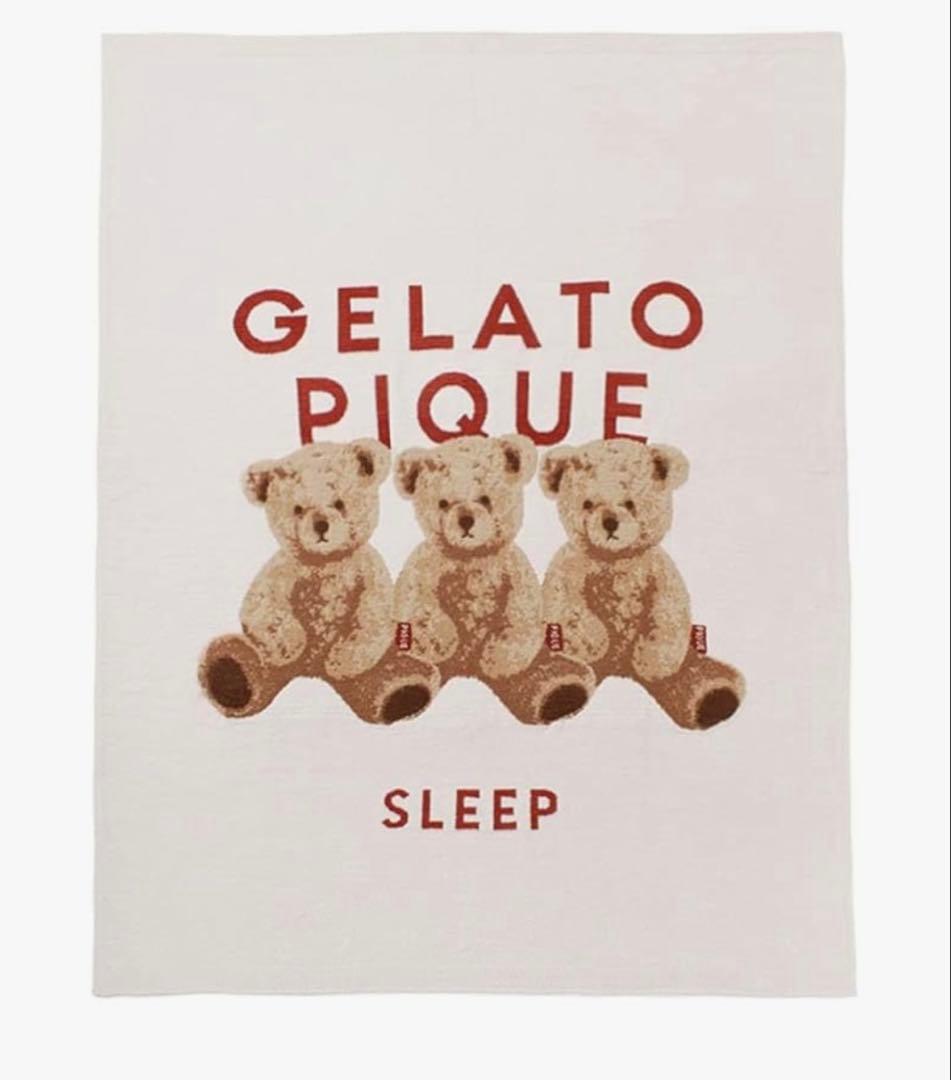 新品タグ付 ジェラートピケ sleep ベア ジャガード マルチカバー ピンク