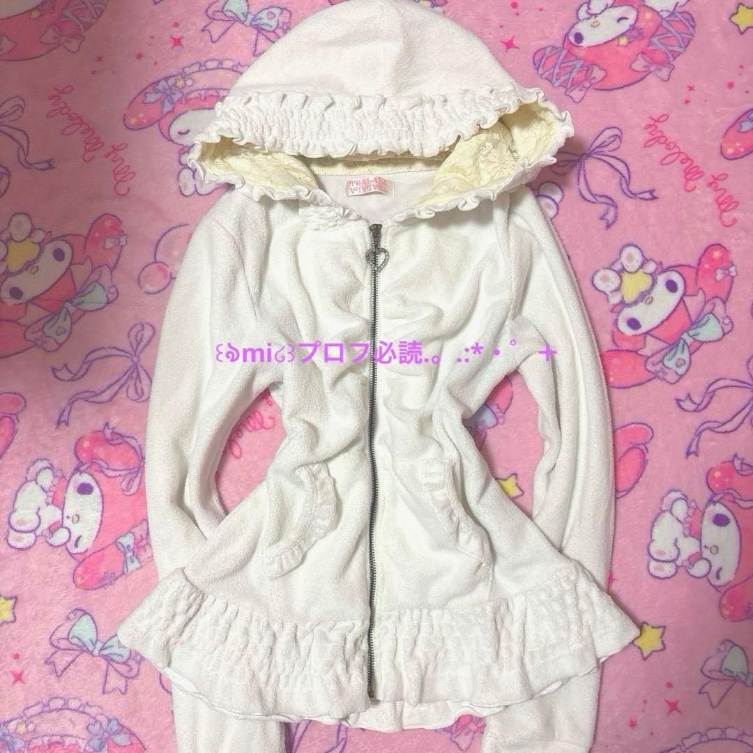 トゥララ　フリルレースパーカー　ハートチャーム　姫ギャルy2k リズリサ