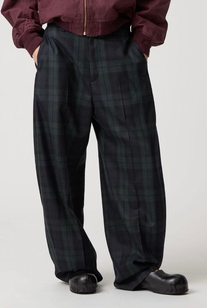 新品未使用　6(ROKU) チェック カーブ パンツ　34