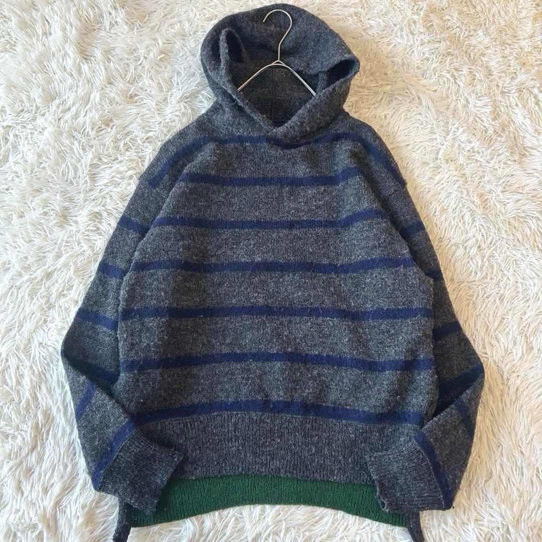 SDL45R★★45rpm 45R ウールボーダーニットパーカーR刺繍