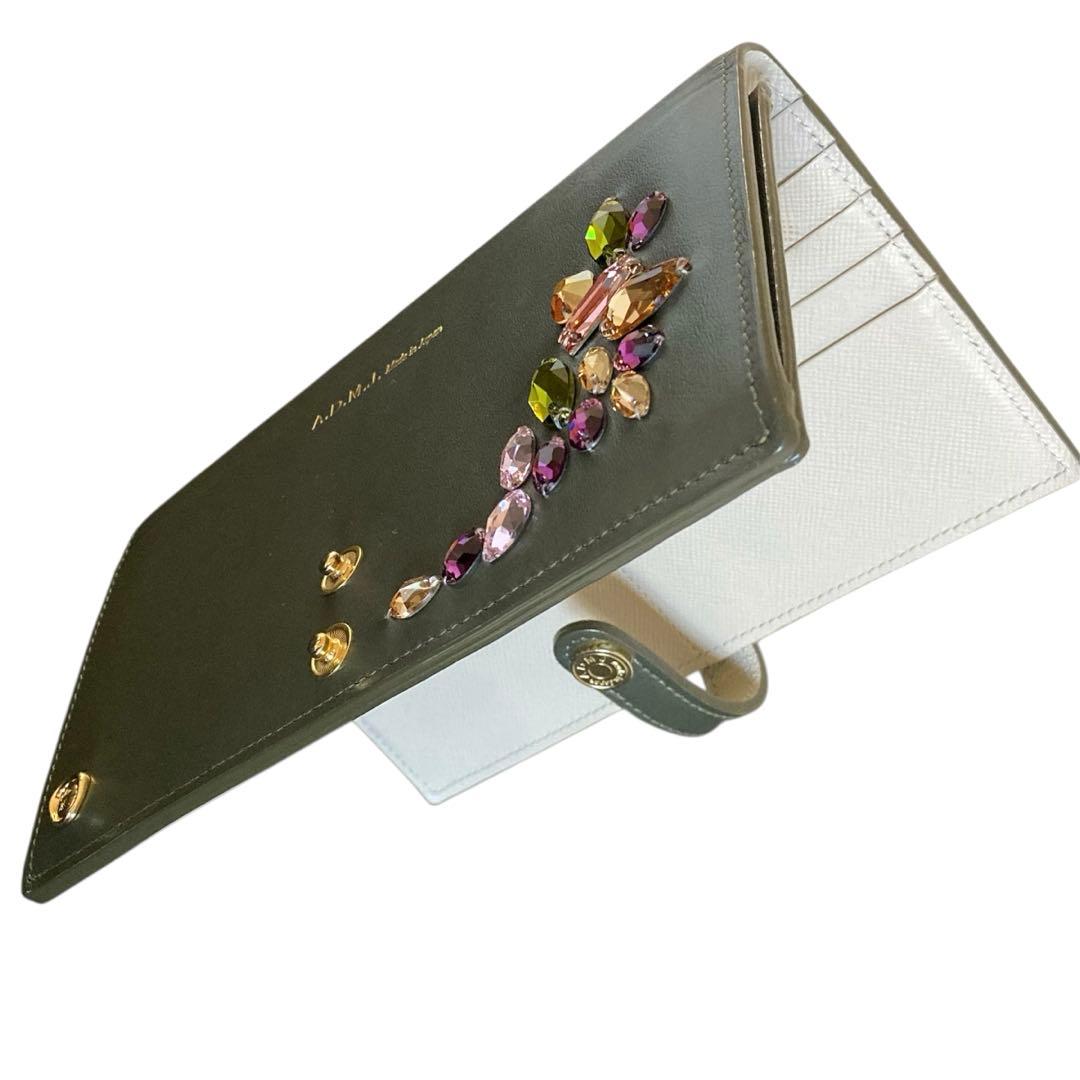 【美品・ギャランティカード付 】ADMJ 長財布 バニティ クリスタル付　日本製