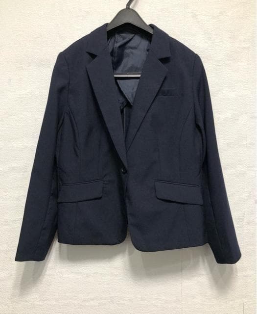 新品☆19号LL3L♪紺系♪タックフレア洗えるスカートスーツ☆r141