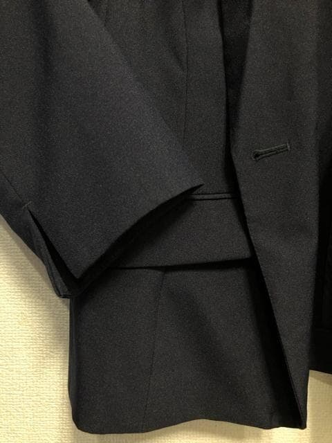 新品☆19号LL3L♪紺系♪タックフレア洗えるスカートスーツ☆r141