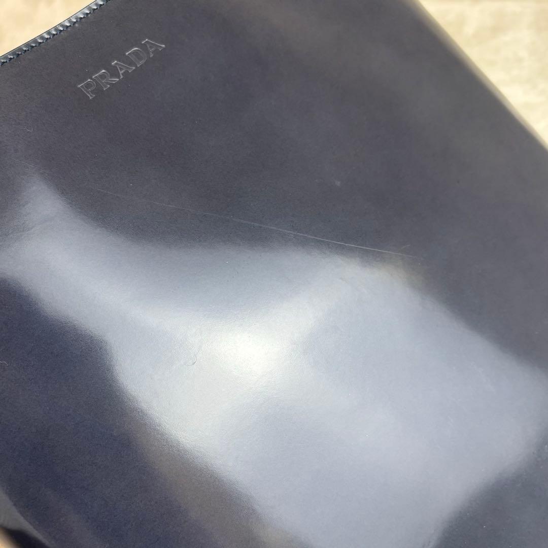 PRADA　プラダ　トートバッグ　手提げ　鞄　パテントレザー　紺　収納袋