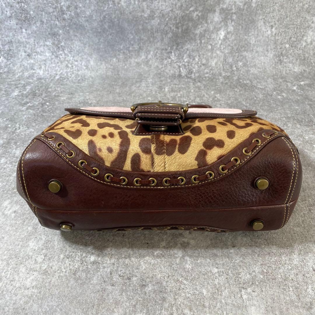 極美品　COACH ソーホー トート　ワンショルダーバッグ レオパード　ハラコ