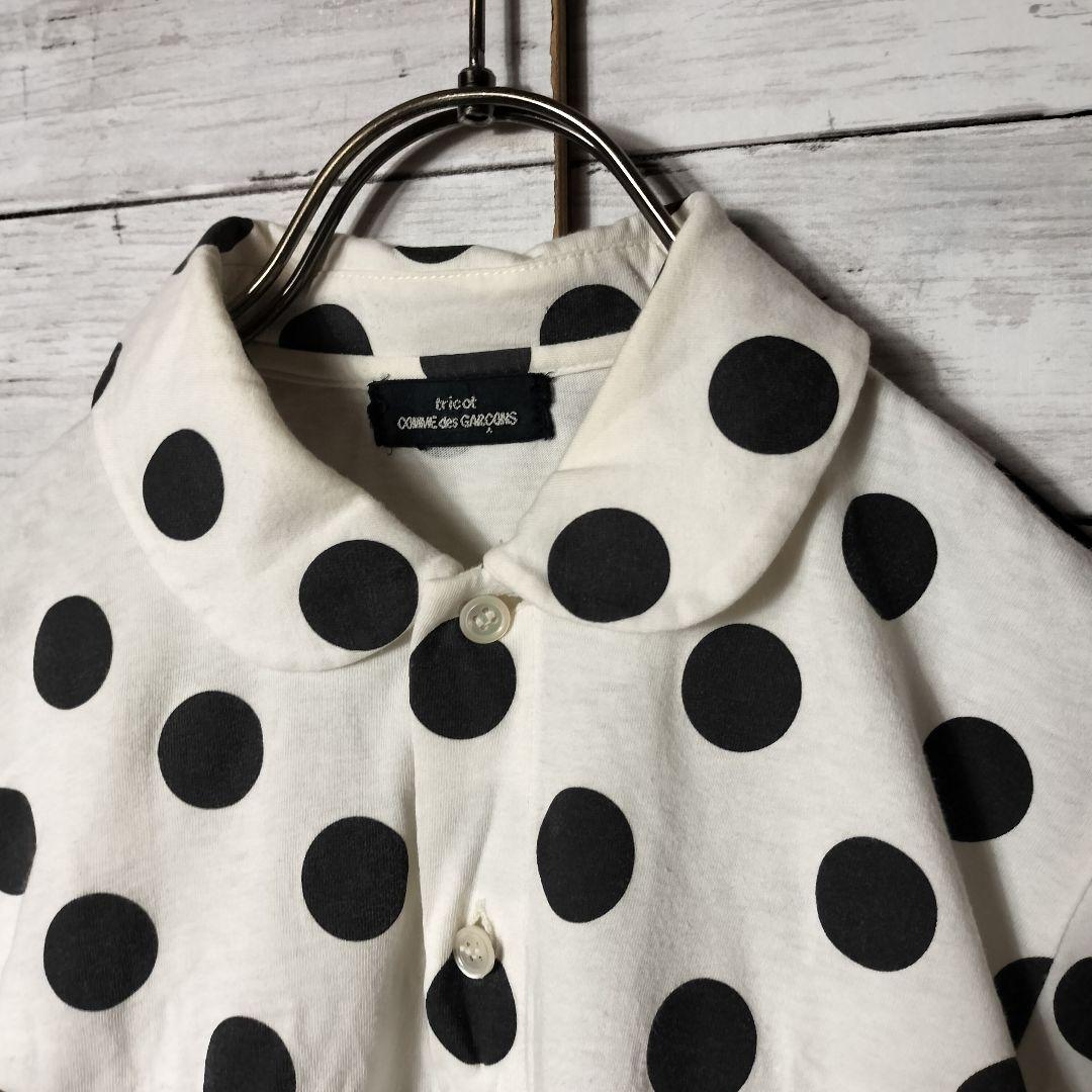 トリココムデギャルソン 丸襟 ポロシャツ ブラウス ドット 水玉 コットン 綿
