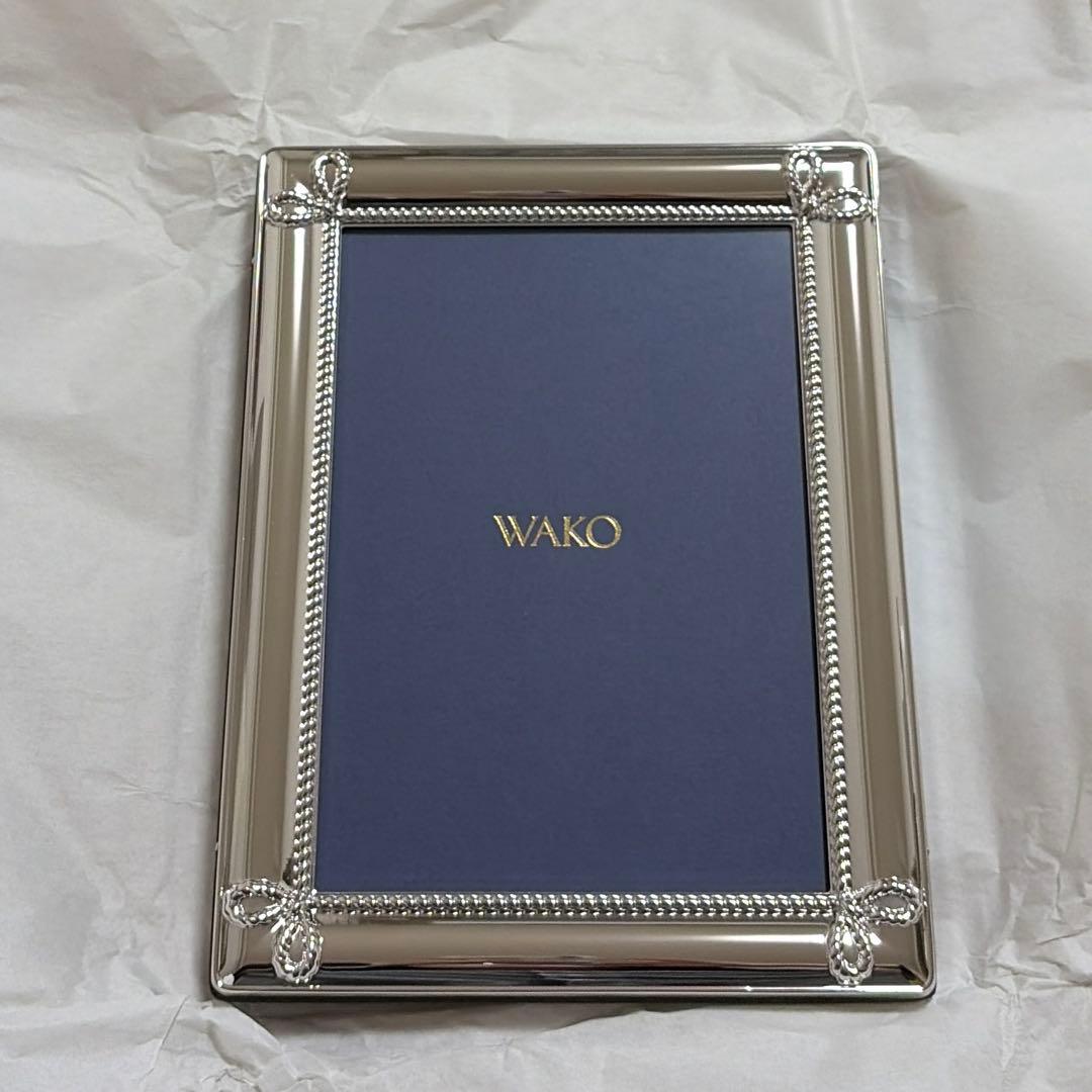【新品未使用箱付き】WAKO シルバーフォトフレーム　ナワメ　ロジウム仕上げ