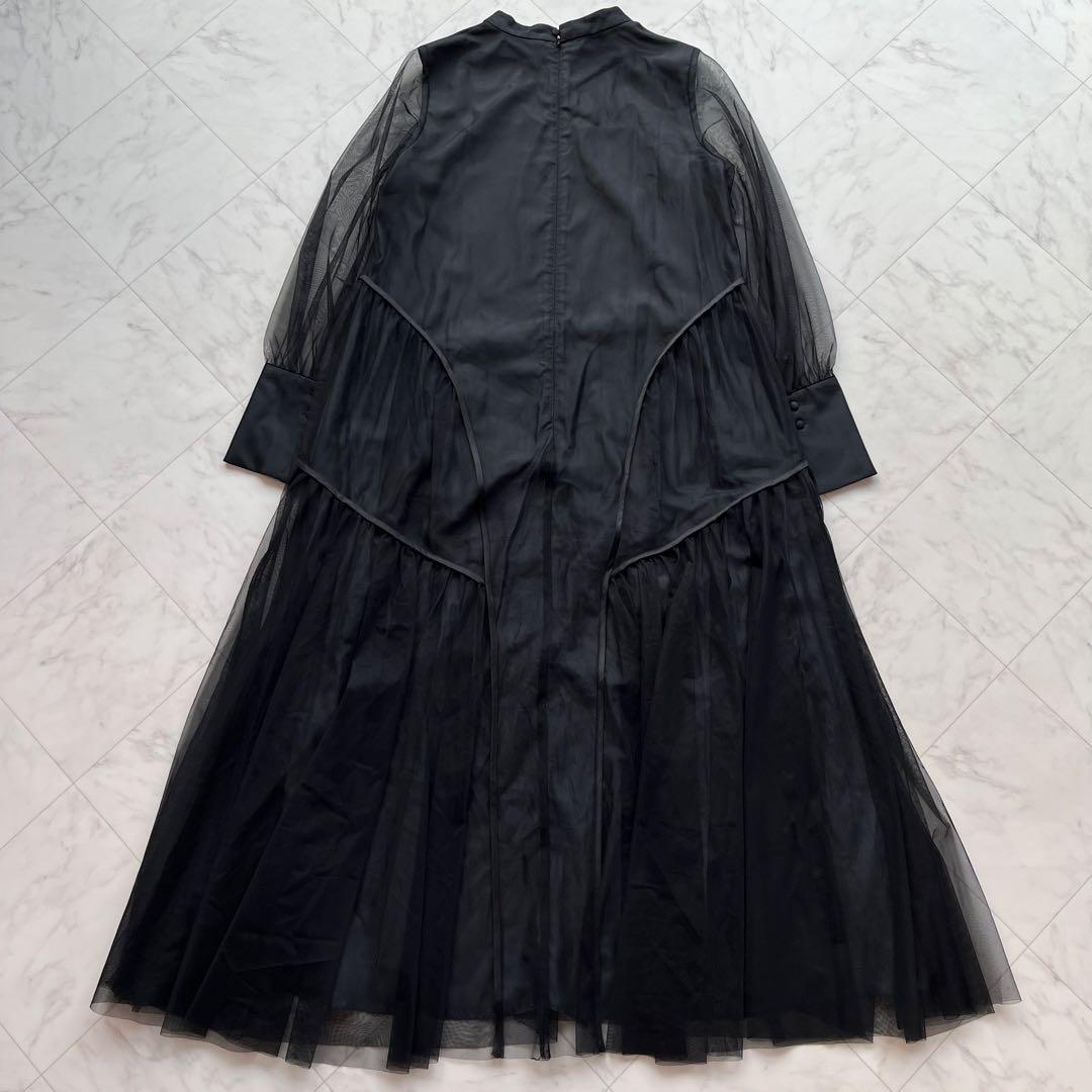 niana チュールパイピングAラインドレス オケージョンドレス ブラック　M